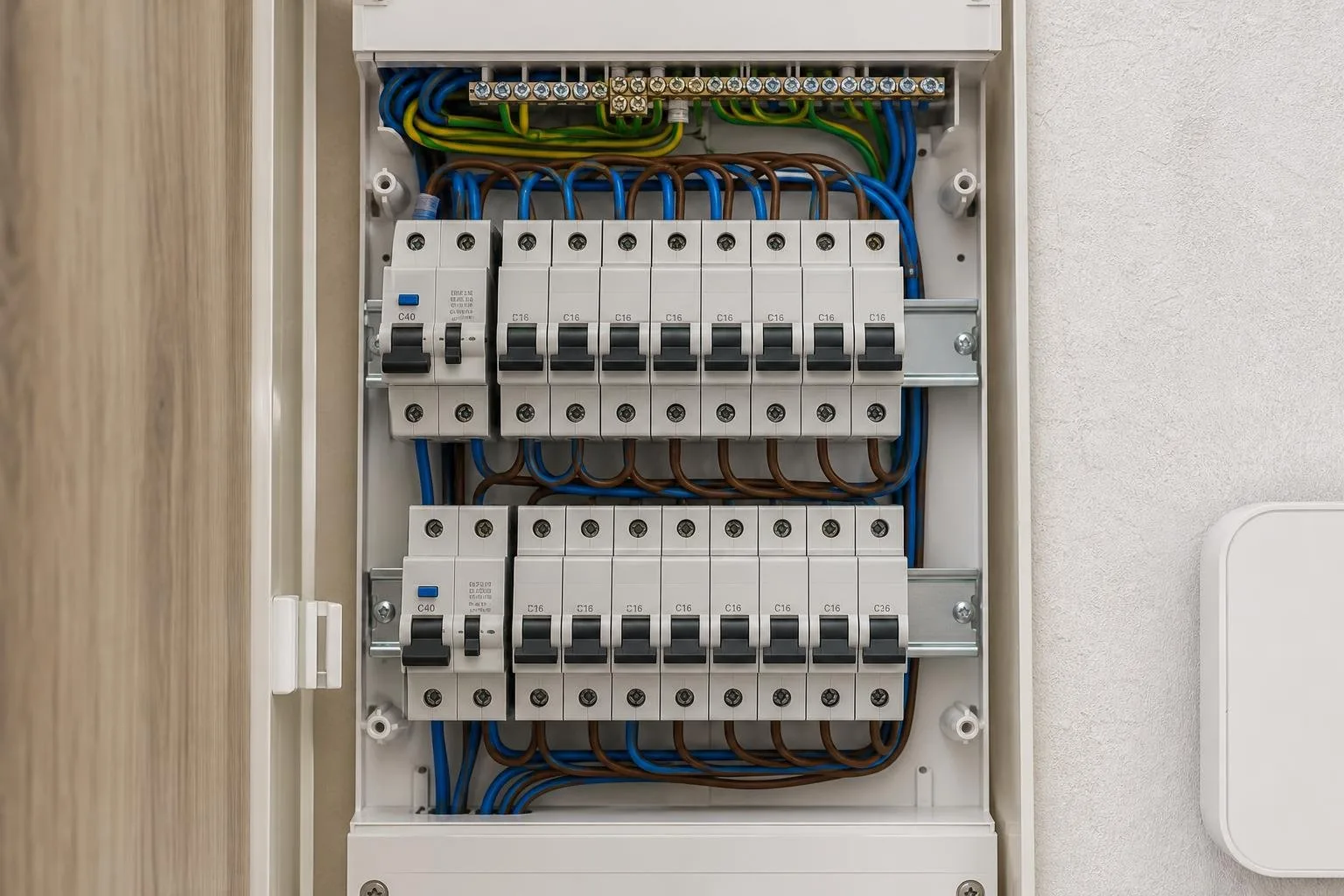 Cuadro eléctrico nuevo y ordenado en una vivienda reformada